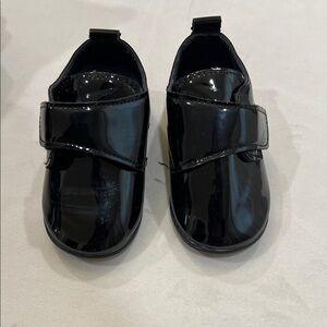 Kids Black Patent Leather Dress Shoes with velcro Strap